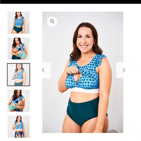 Black Latched Mama Nursing Swim Crop Top - Picture 2 of 4